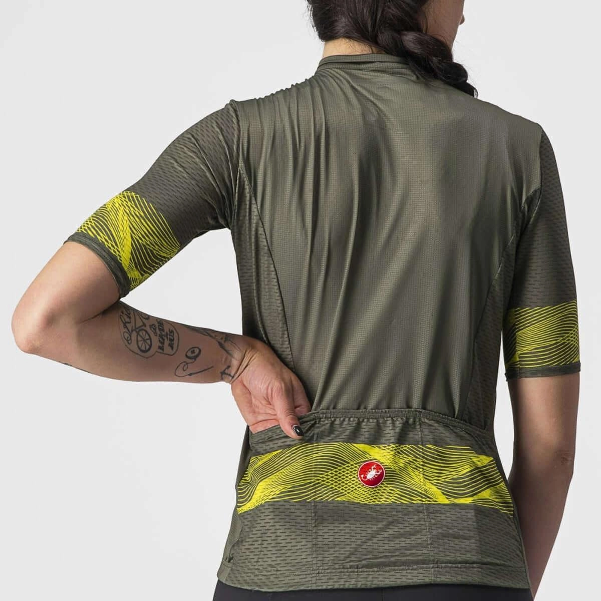 Castelli Fenice Women's Cycling Jersey (Military Green/Sulphur)