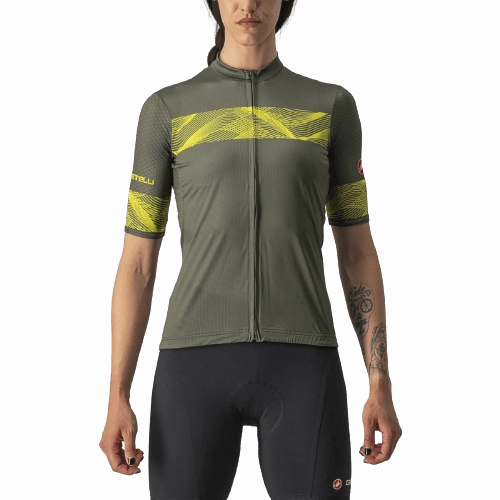 Castelli Fenice Women's Cycling Jersey (Military Green/Sulphur)