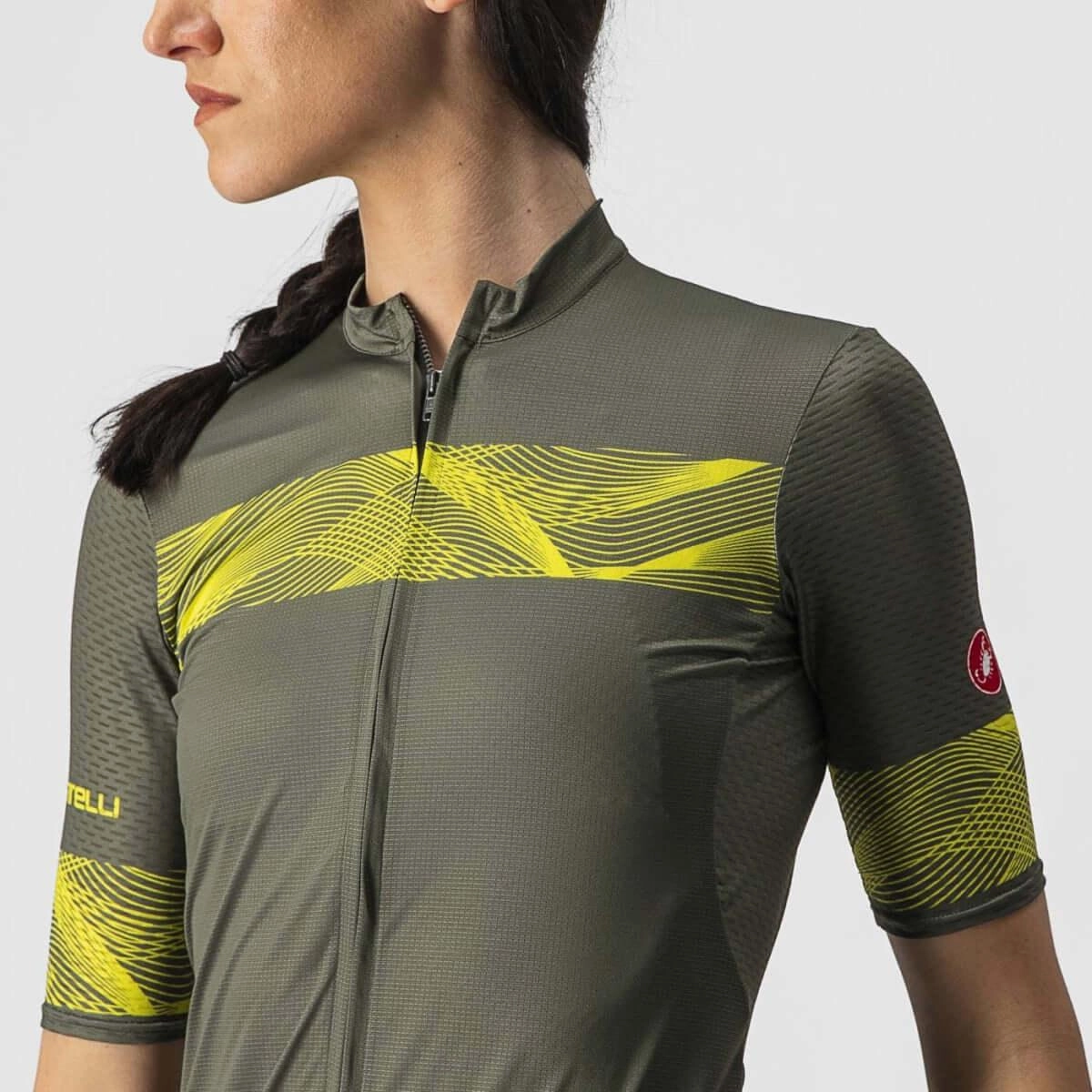 Castelli Fenice Women's Cycling Jersey (Military Green/Sulphur)