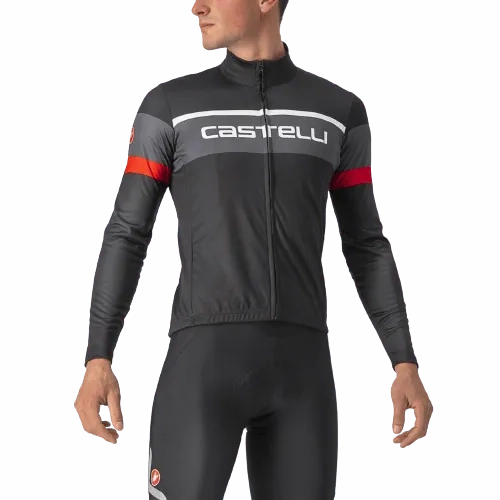 Castelli Passista Mens Cycling Jersey (Light Black/Dark Gray-Red)