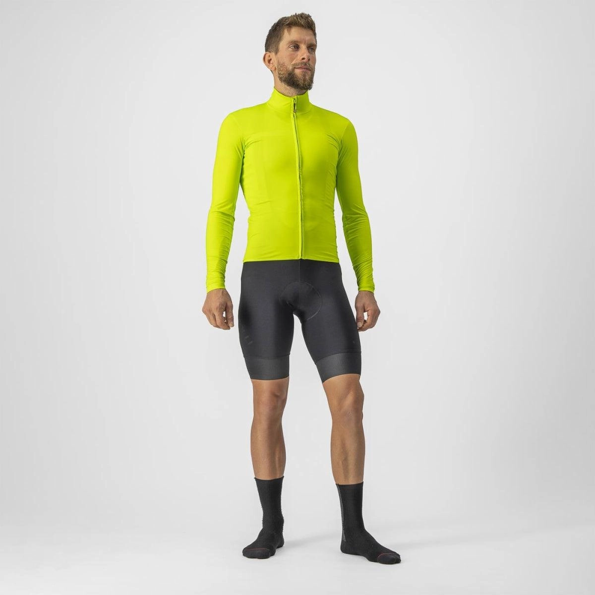 Castelli Pro Thermal Mid LS Mens Cycling Jersey (Electric Lime)