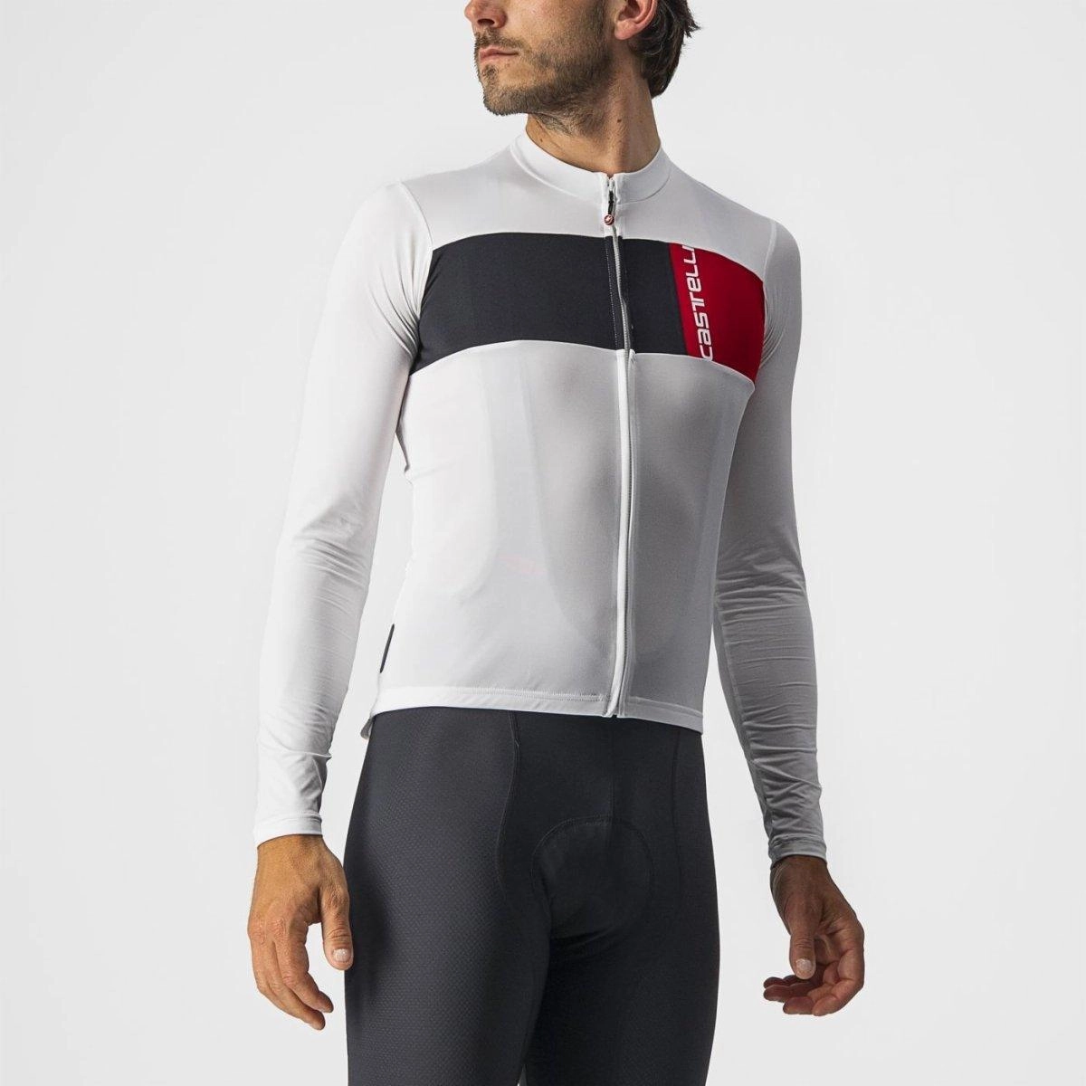 Castelli Prologo 7 Men's Cycling Jersey (Ivory/Light Black Red)