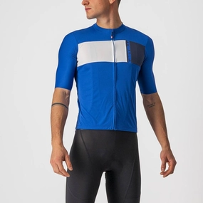 Castelli Prologo 7 Mens Cycling Jersey (Azzurro Italia/Ivory Savile BL)