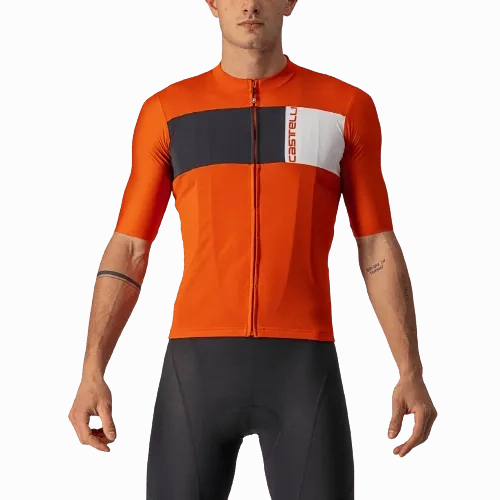 Castelli Prologo 7 Mens Cycling Jersey (Fiery Red/Light Black/Ivory)