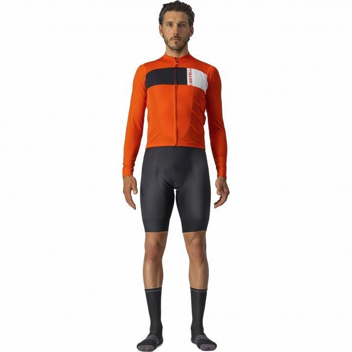 Castelli Prologo 7 Mens Cycling Jersey (Fiery Red/Light Black Ivory)