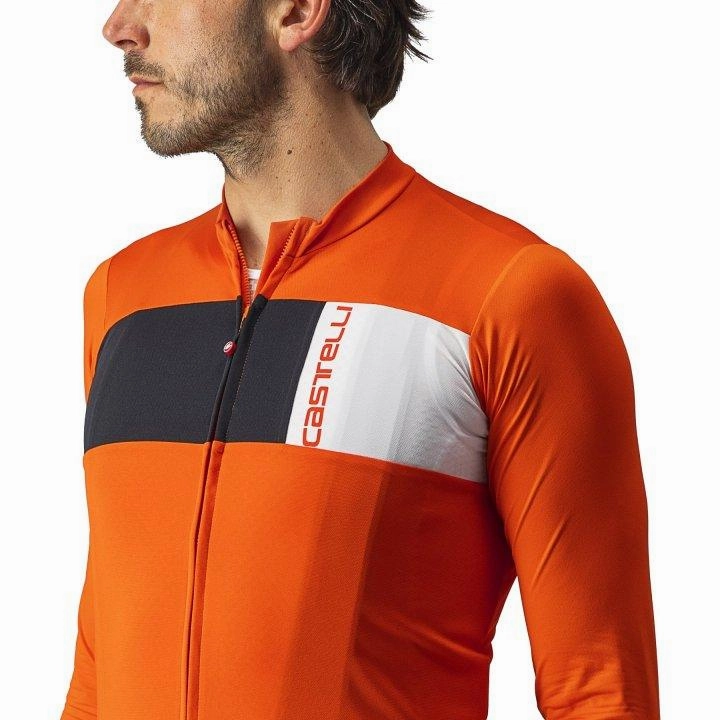 Castelli Prologo 7 Mens Cycling Jersey (Fiery Red/Light Black Ivory)