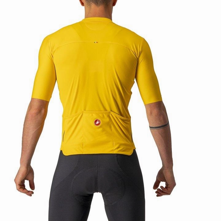Castelli Prologo 7 Mens Cycling Jersey (Saffron/Light Black/Military Green)