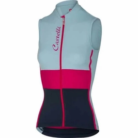 Castelli Protagonista Women's Cycling Jersey  (Pale Blue/Raspberry/Navy)