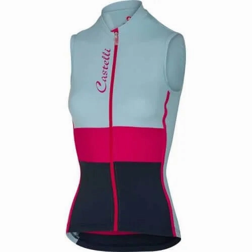 Castelli Protagonista Women's Cycling Jersey  (Pale Blue/Raspberry/Navy)