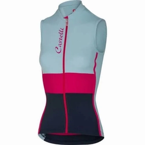 Castelli Protagonista Women's Cycling Jersey (Pale Blue/Raspberry/Navy)