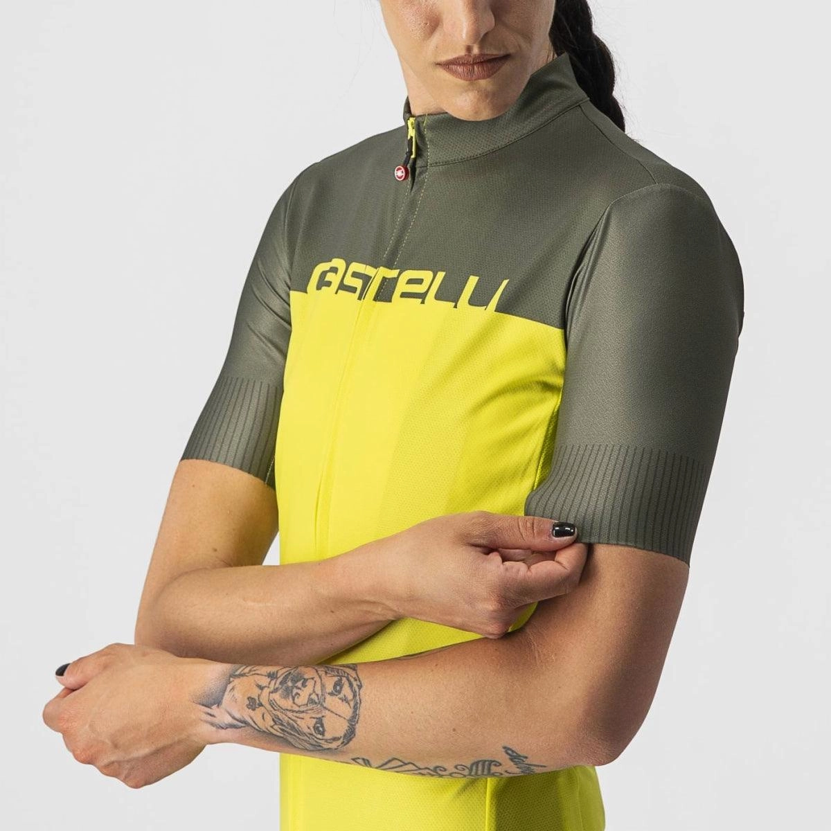Castelli Velocissima Women's Cycling Jersey (Sulphur/Military Green)