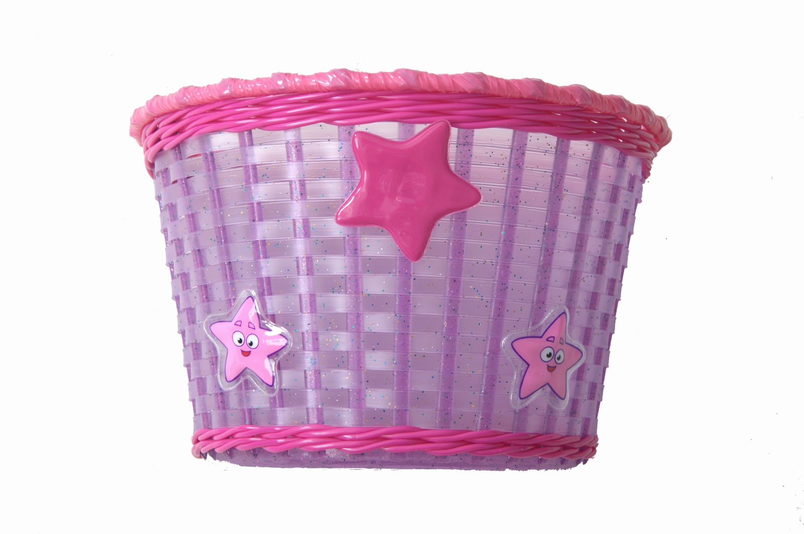 Child's - Kids Pink Glitter Stars Front Shopping Bike - Bicycle Basket