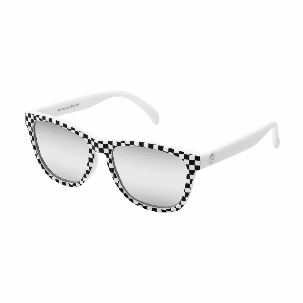 Craycol Raceready Chequered Sunglasses (Icy White Reflective/White-Black)