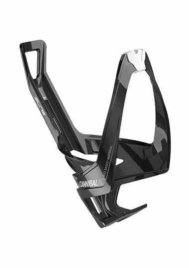 Elite Cannibal XC Bio-based Bottle Cage (Black Glossy/White Graphic)