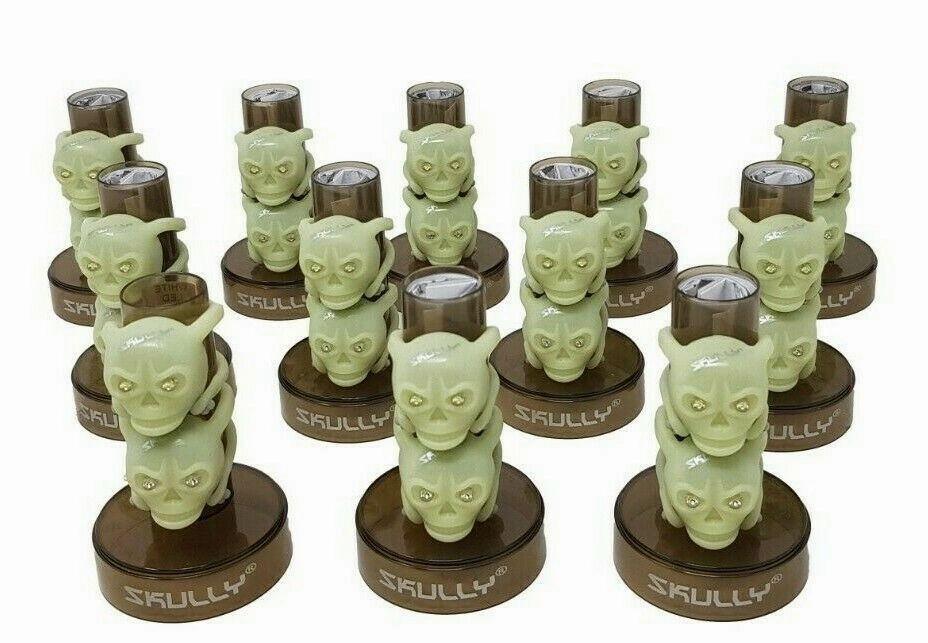 GENUINE SKULLY SKULL GLOW IN THE DARK BIKE LIGHT  CHOOSE FROM 1 OR 12 LIGHTS