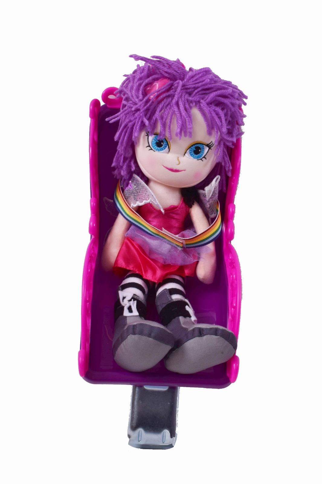 GIRLIE BIKE PINK & PURPLE DOLLY SEAT COMPLETE WITH MOLLY THE DOLLY FABULOUS PRESENT