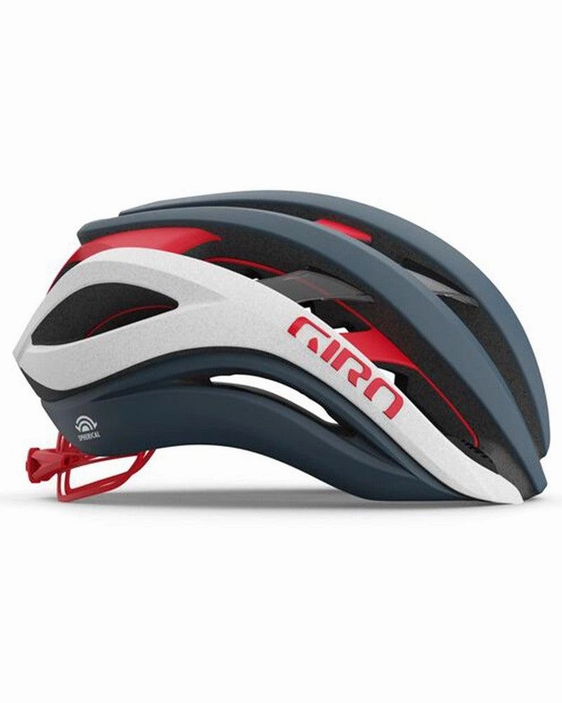 Giro Aether Spherical MIPS Road Cycling Helmet (Matte Portaro Grey/White/Red)