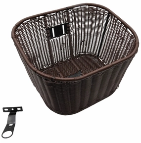 Ladies Rattan Type Cycle Bike Basket Lifestyle Heritage Permanent Fix Headset 1 1/8" Brown