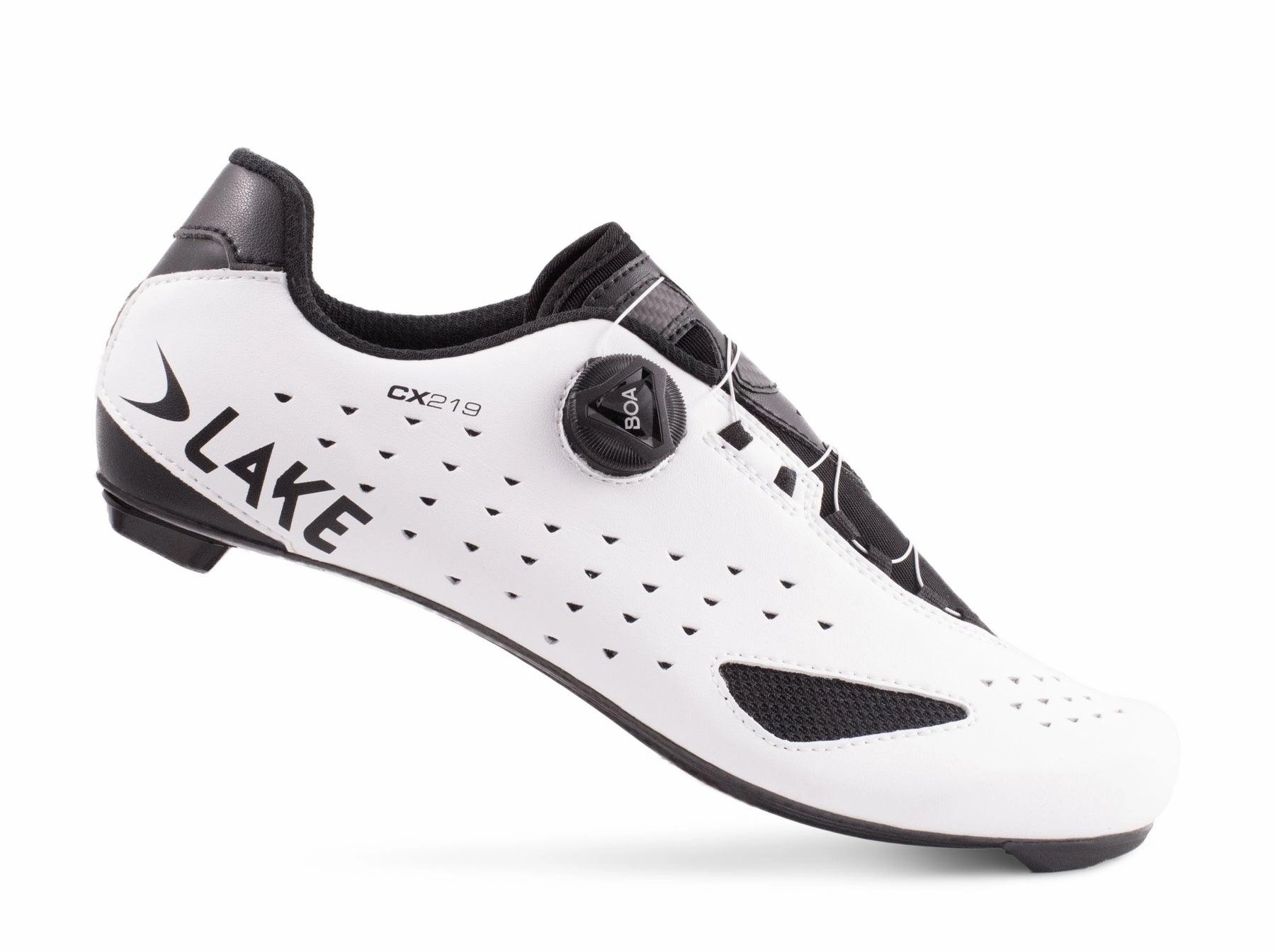 Lake CX219 Wide Road Cycling Shoes (White/Black)
