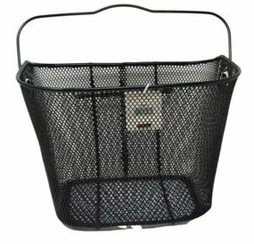 LARGE FRONT BLACK WIRE MESH BASKET WITH CARRY HANDLE AND EASY FIT BRACKET