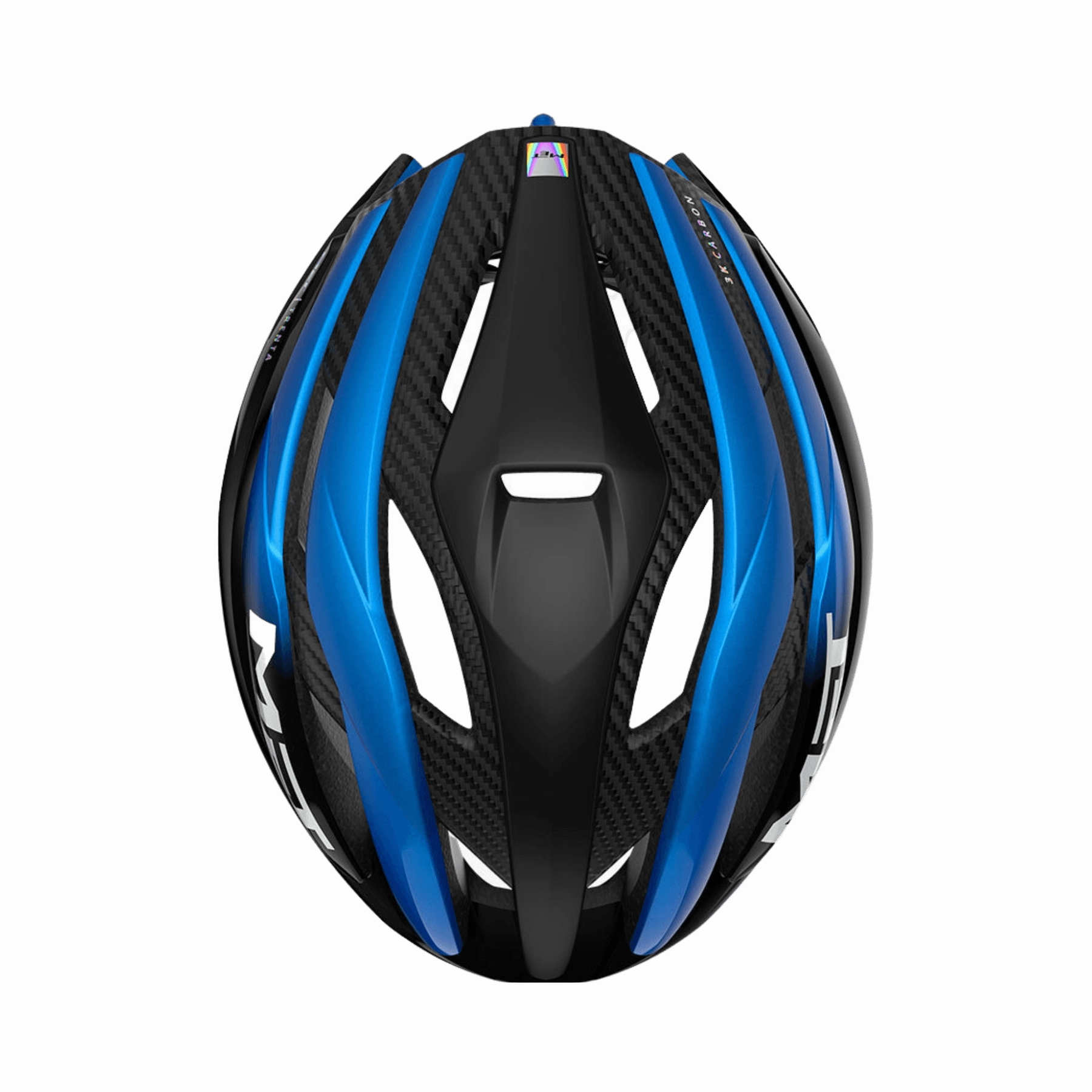 MET Trenta 3K Carbon MIPS Road Cycling Helmet (Black/Blue Metallic/Matt Glossy)