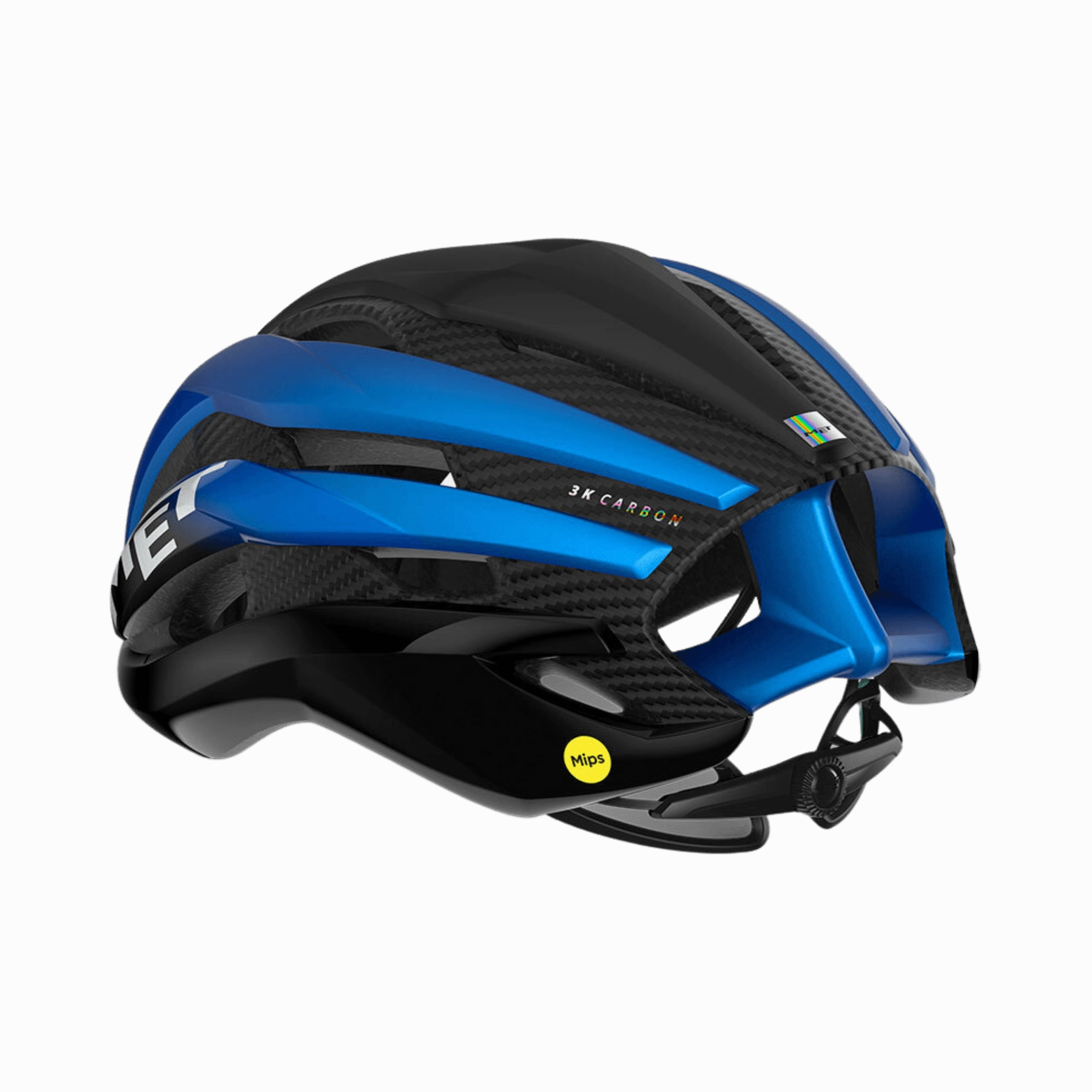 MET Trenta 3K Carbon MIPS Road Cycling Helmet (Black/Blue Metallic/Matt Glossy)