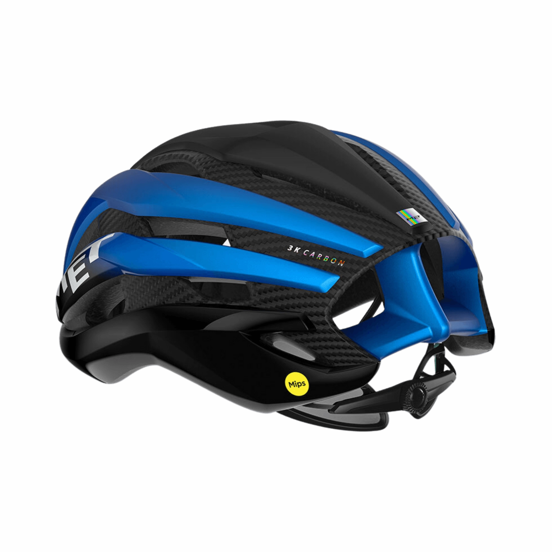 MET Trenta 3K Carbon MIPS Road Cycling Helmet (Black/Blue Metallic/Matt Glossy)