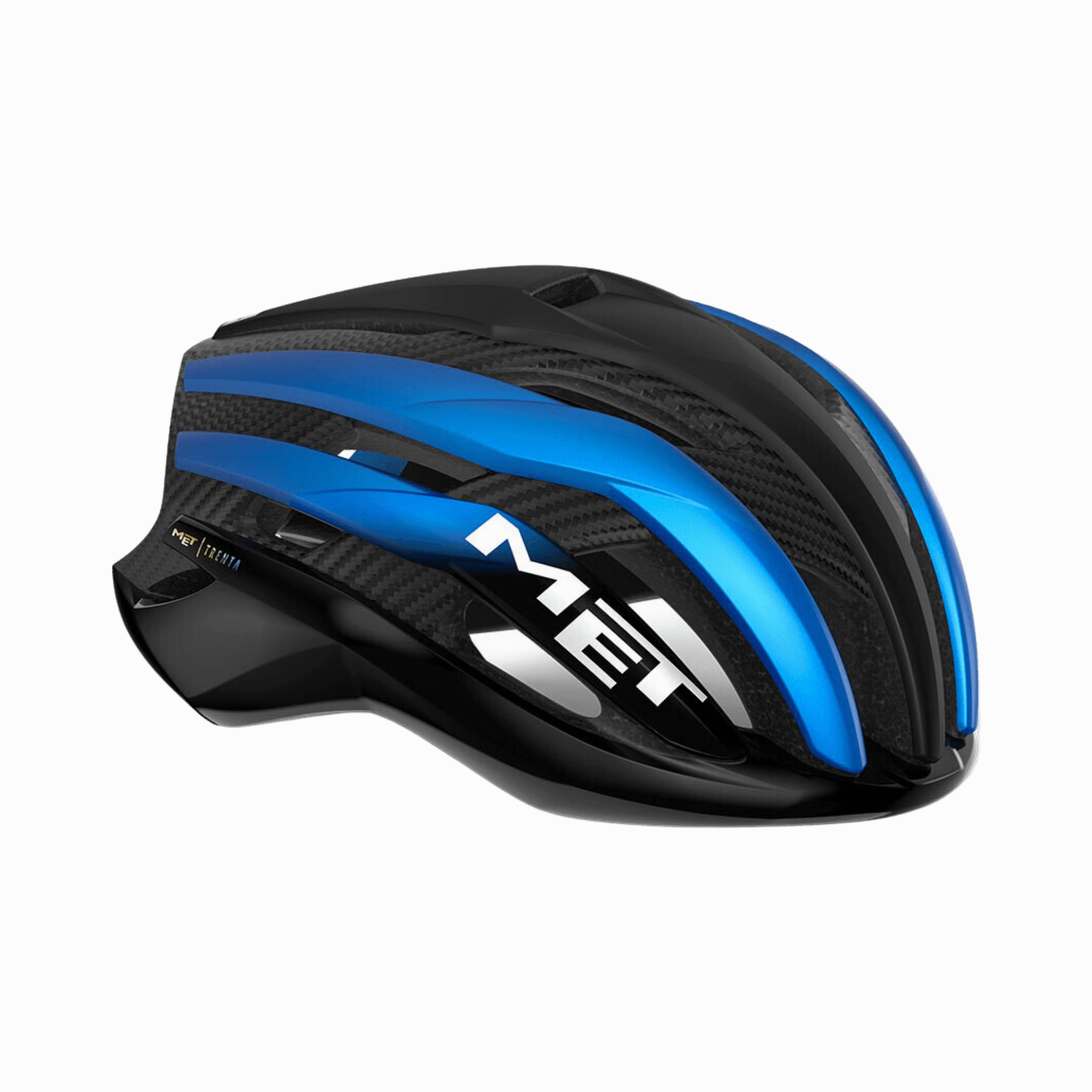MET Trenta 3K Carbon MIPS Road Cycling Helmet (Black/Blue Metallic/Matt Glossy)
