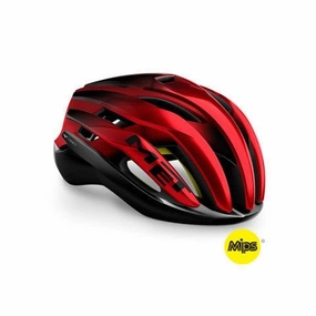 MET Trenta MIPS Road Cycling Helmet (Black/Red Metallic/Matt Glosy)
