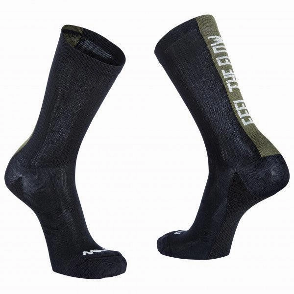 Northwave Feel the Flow Men's Cycling Socks (Black/Forest Green)