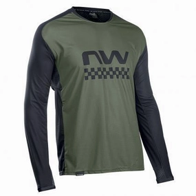 Northwave MTB Edge Mens Cycling Jersey (Green Forest/Black)