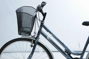 PET CARRIER FOR FRONT OF BIKE.WIRE MESH WITH HEADSET FORK FITTINGS STRONG STABLE