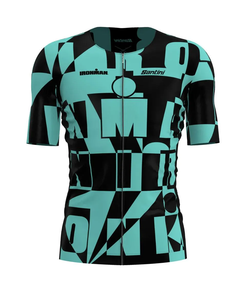 Santini Enigma Ironman Men's Triathlon Cycling Jersey (Aqua)