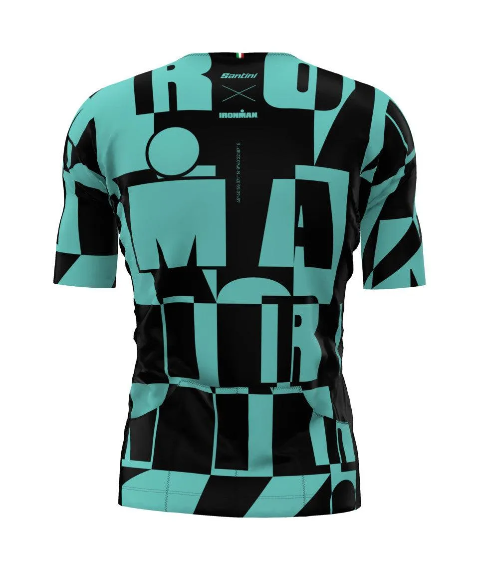 Santini Enigma Ironman Men's Triathlon Cycling Jersey (Aqua)