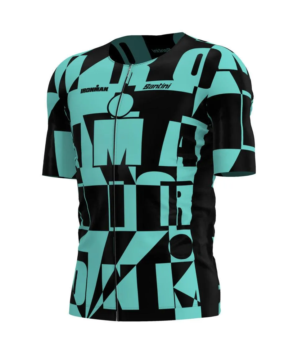 Santini Enigma Ironman Men's Triathlon Cycling Jersey (Aqua)