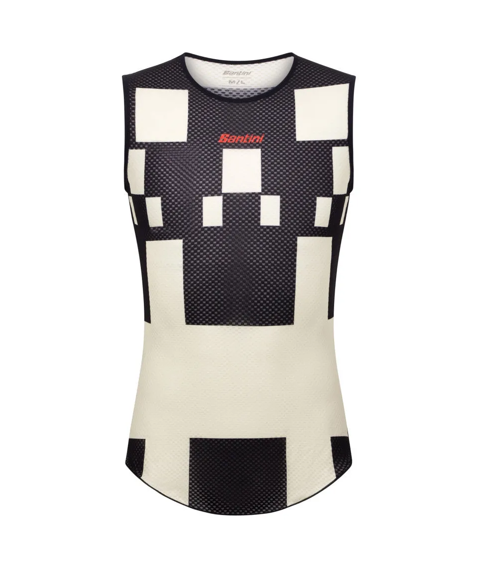 Santini Paris Roubaix Men's Cycling Baselayer (Black/White Print)