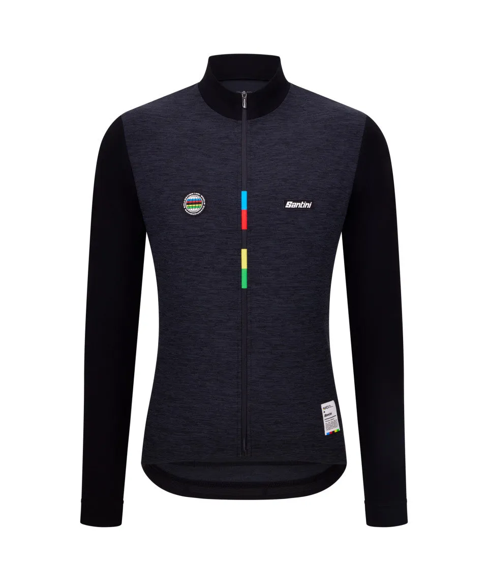 Santini UCI World Champion Mondo Long Sleeve Men's Cycling Jersey (Black)