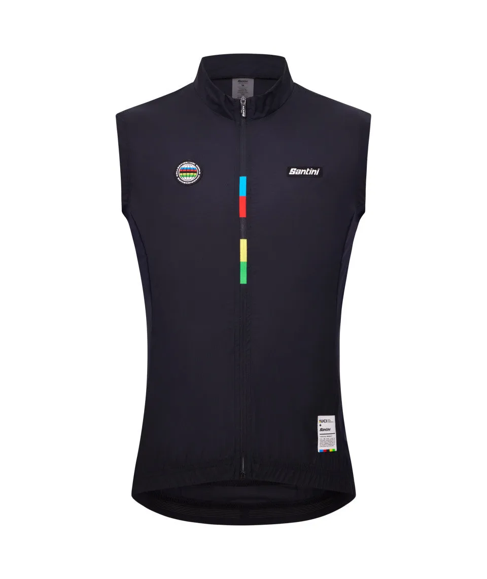 Santini UCI World Champion Mondo Men's Cycling Wind Vest (Black)