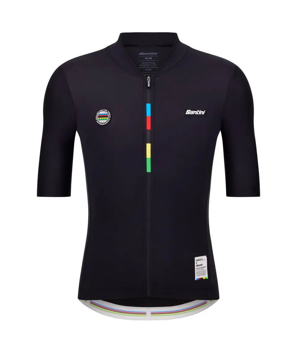 Santini UCI World Champion Mondo Unisex Cycling Jersey (Black)