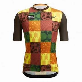 Santini TDF Paris Tours Mens Cycling Jersey (Print)