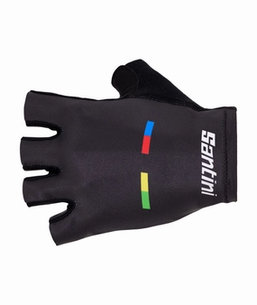 Santini UCI World Champion Unisex Cycling Gloves (White)