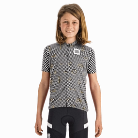 Sportful Checkmate Kids Cycling Jersey (Black/White/Cedar)