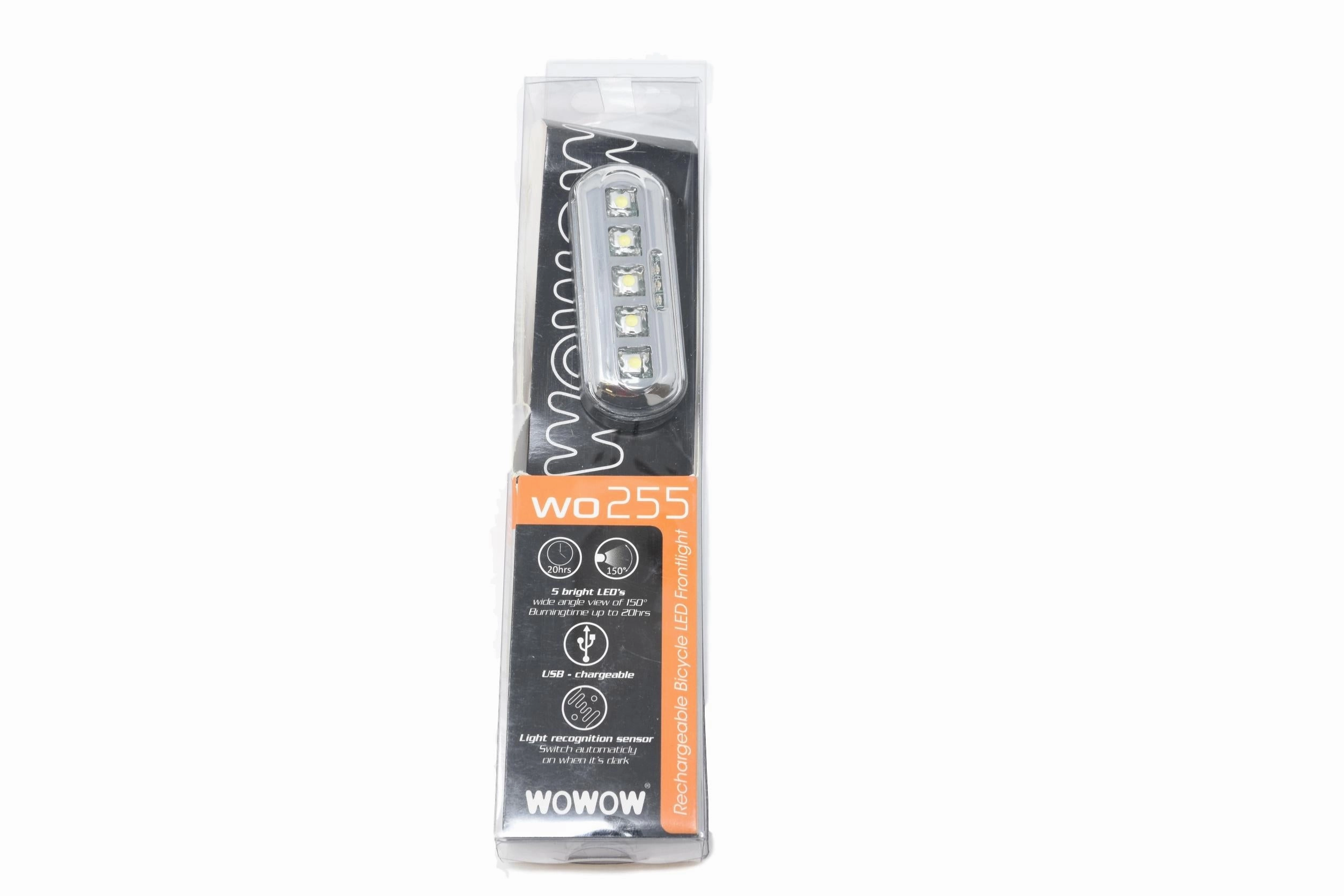Top Class Wowow Bicycle Front Light WO255 5 LED USB Charge Easy Clip On-Off