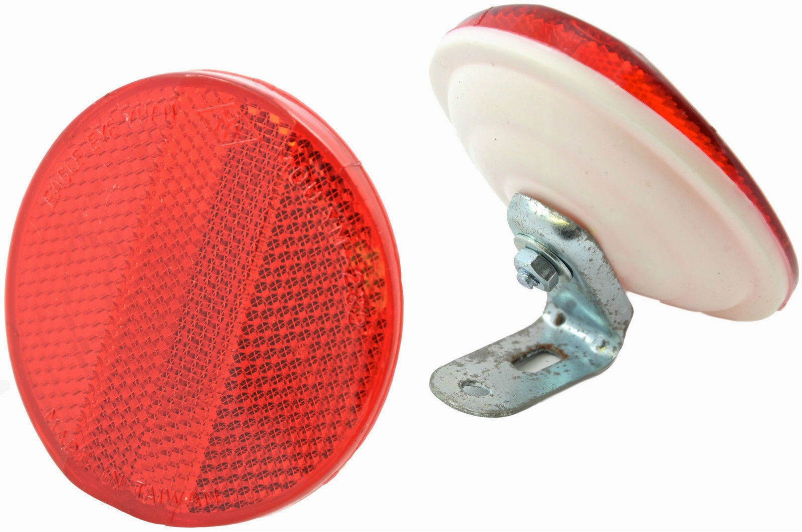 VINTAGE BIKE REAR REFLECTOR WITH BRACKET LARGE 3" (75mm ) ROUND NEW OLD STOCK