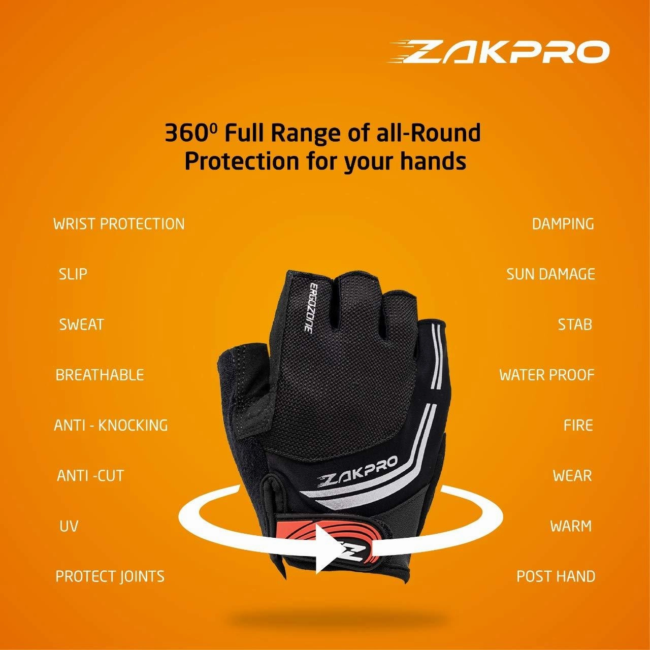 Zakpro Gel Series Unisex Cycling Gloves (Red)