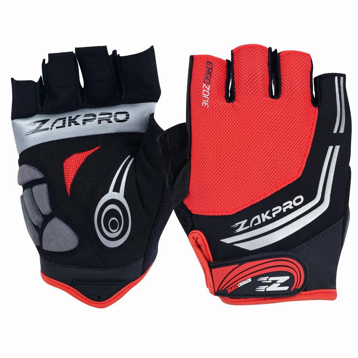 Zakpro Hybrid Mens Cycling Gloves (Red)